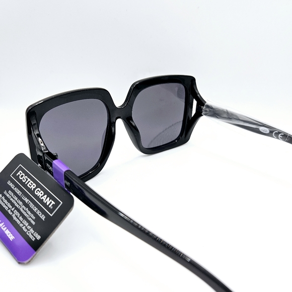 Foster Grant Black Square Oversized Sunglasses - Picture 4 of 5